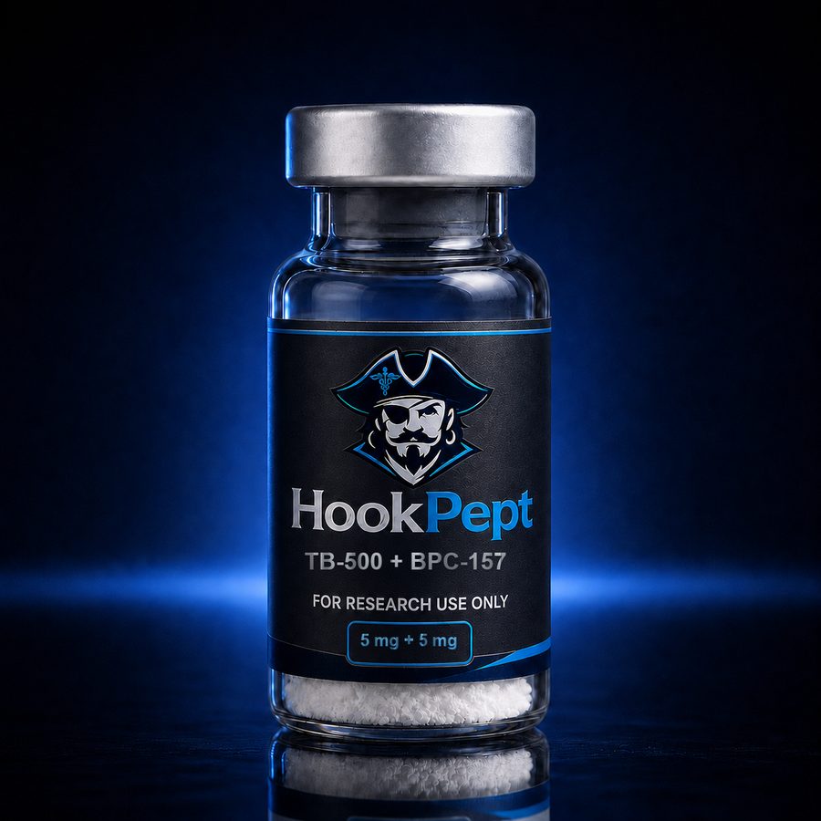 TB-500 (5 mg) + BPC-157 (5 mg) Stack 5 mg + 5 mg — Vial mit gefriergetrocknetem Pulver